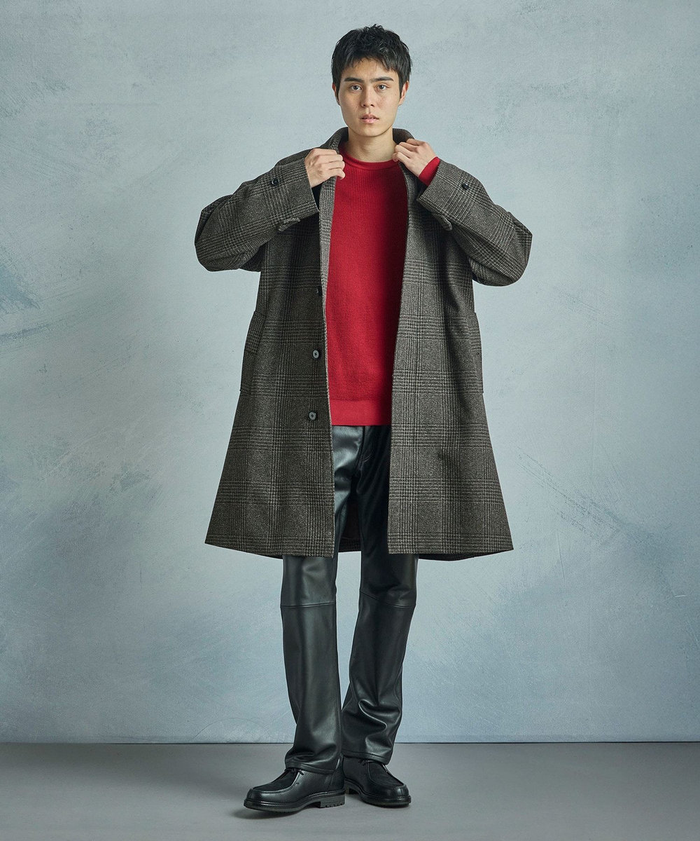 MEN'S BIGI メリノウール ワッフル編みニット レッド