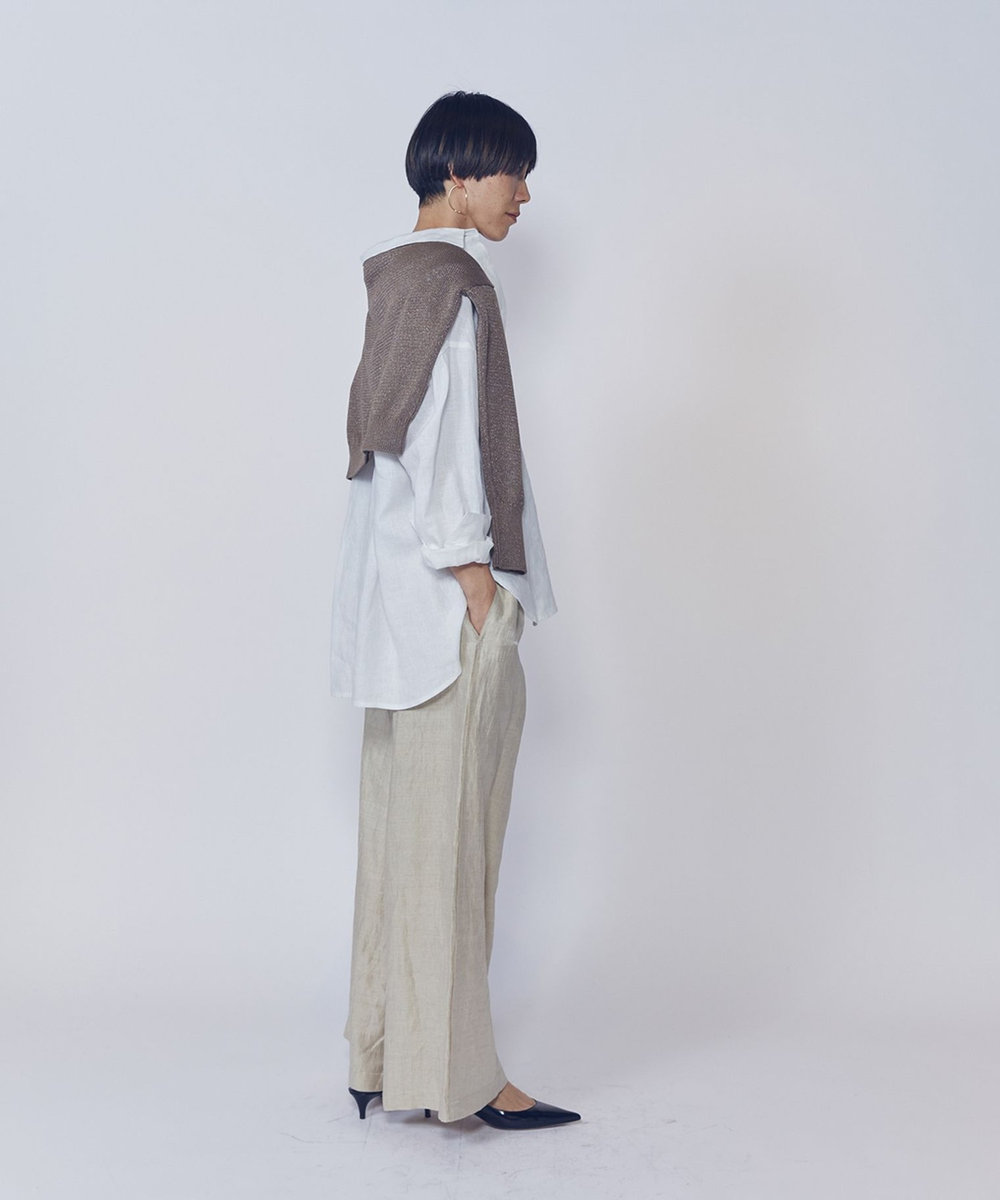 1er Arrondissement リネングロスワッシャーイージーパンツ ゴールド