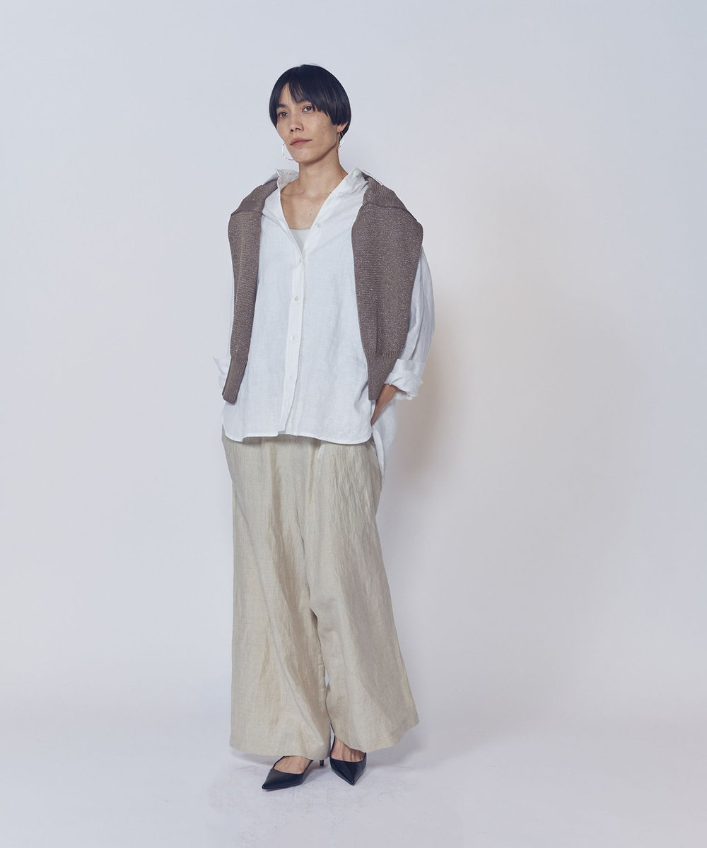 1er Arrondissement リネングロスワッシャーイージーパンツ ゴールド