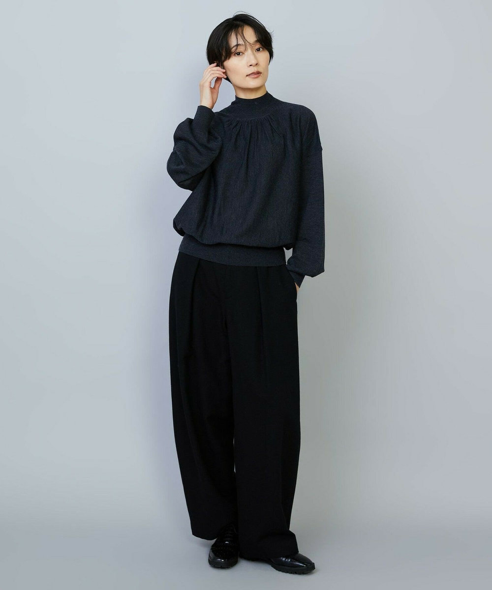 MOGA ウールリネンツイルバレルワイドパンツ ブラック