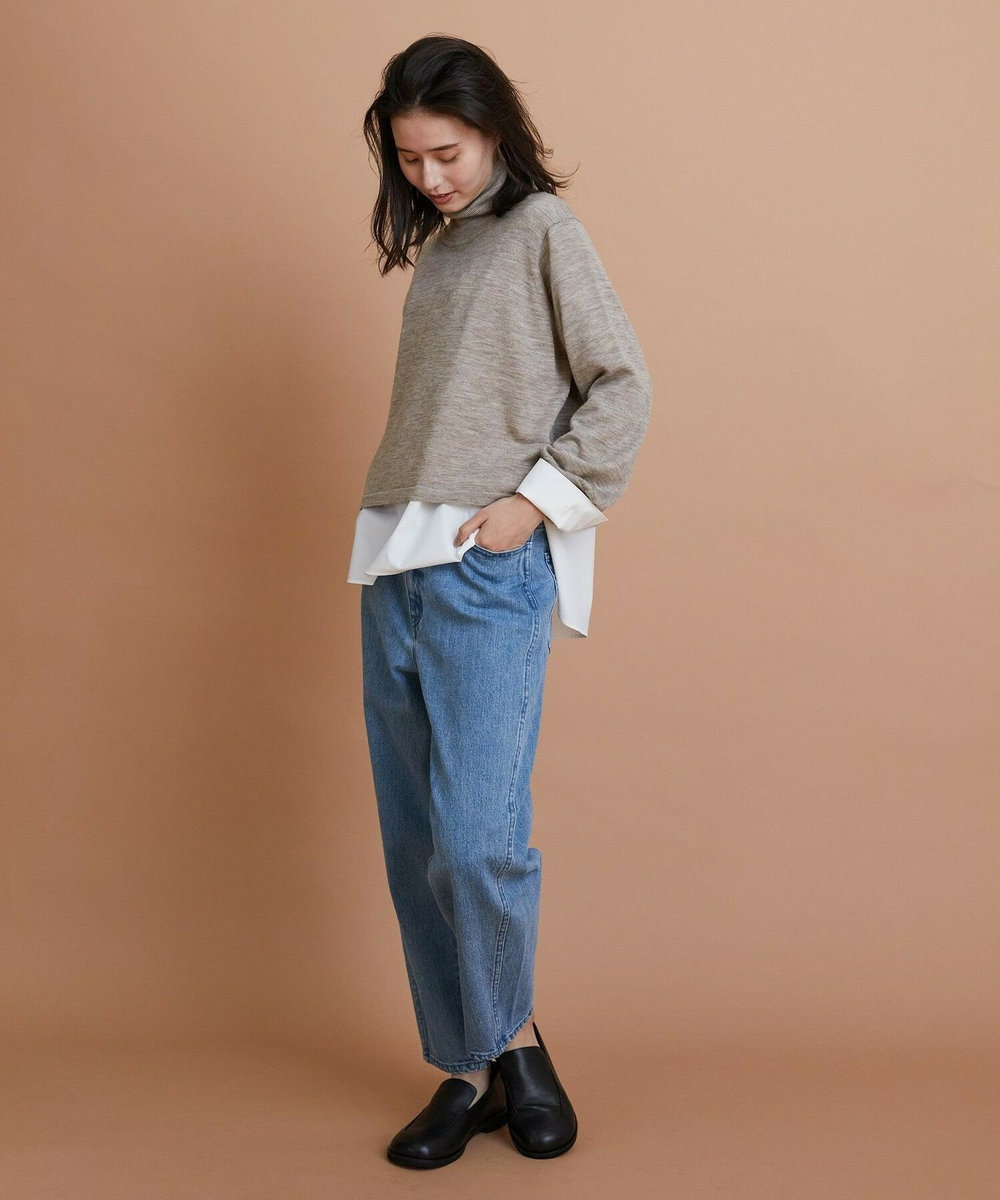 L'EQUIPE GREEN ウール梳毛ハイネックニット ベージュ