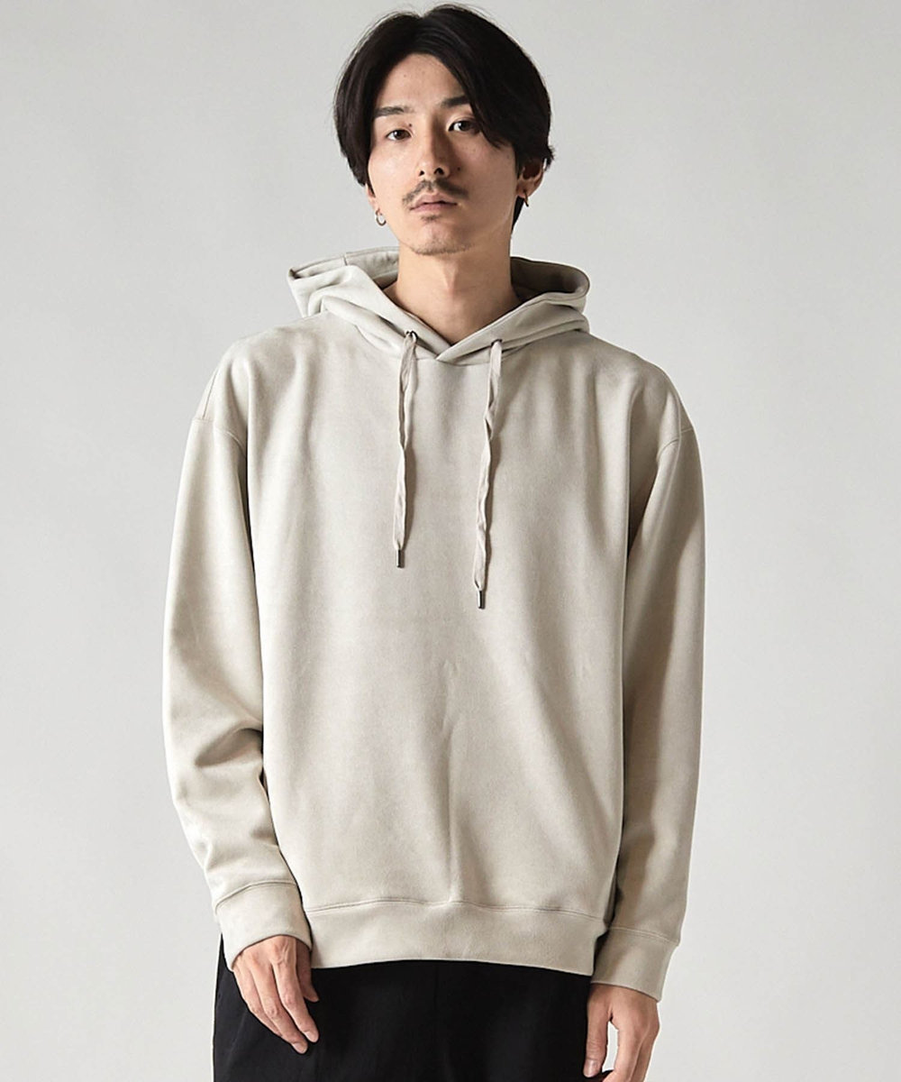UNION STATION ＊WEB限定 フェイクスエード リラックスフィットフーディ ホワイト