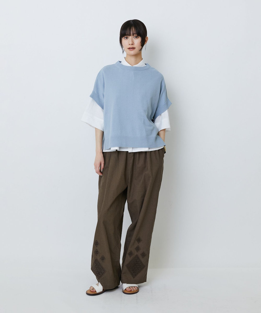 LOISIR 和紙コットン天竺プルオーバー サックスブルー