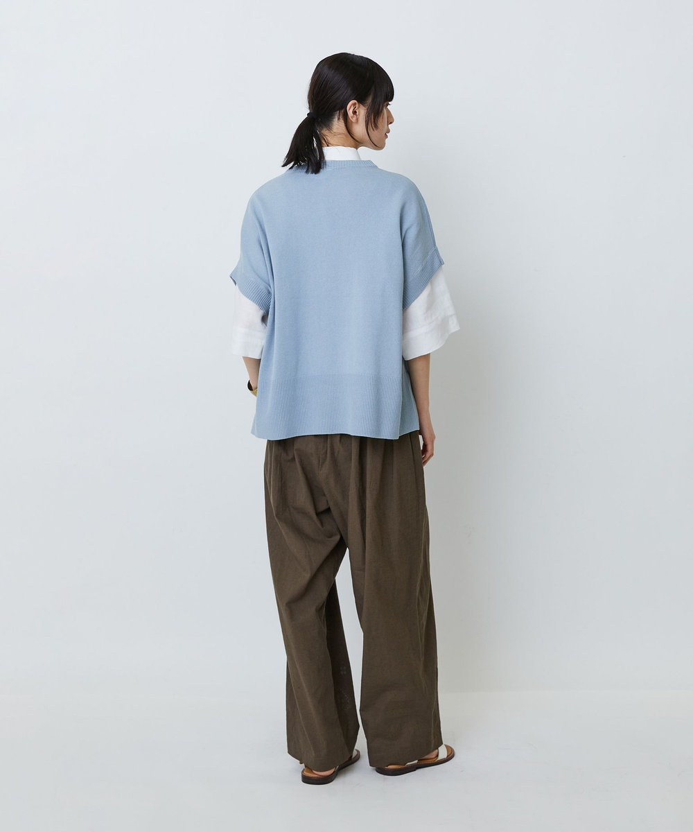 LOISIR 和紙コットン天竺プルオーバー サックスブルー