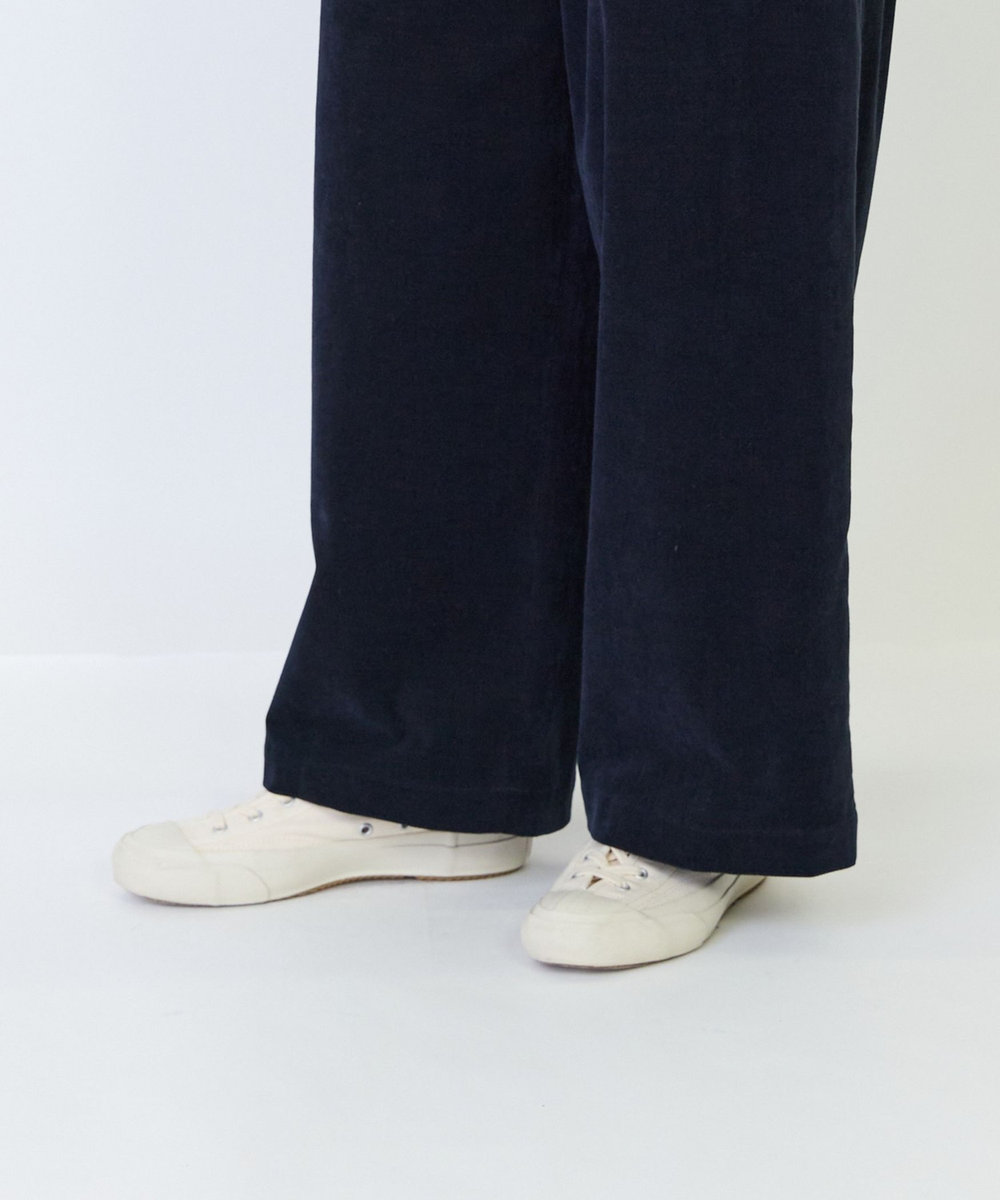 LOISIR シャンブレーベルベットセミワイドパンツ ネイビー