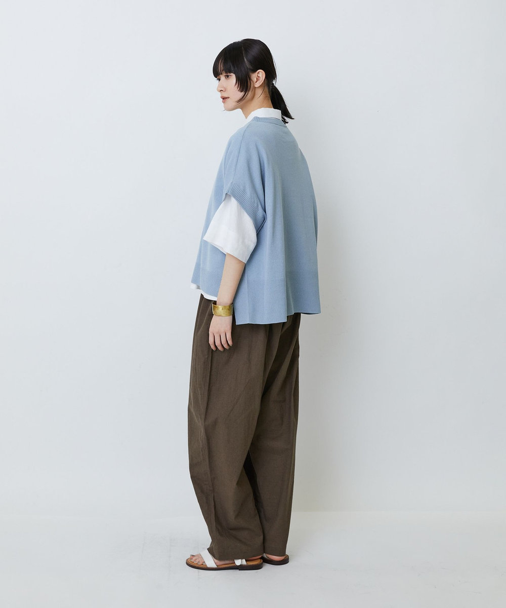 LOISIR 和紙コットン天竺プルオーバー サックスブルー