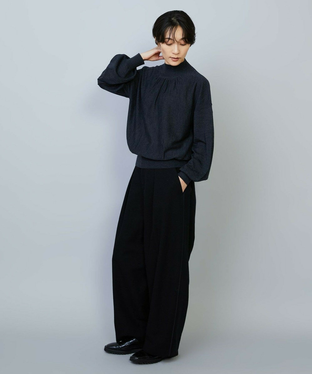 MOGA ウールリネンツイルバレルワイドパンツ ブラック