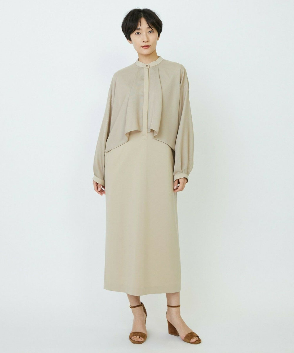 feerique feerique メッシュ×ジャージドッキングワンピース ベージュ