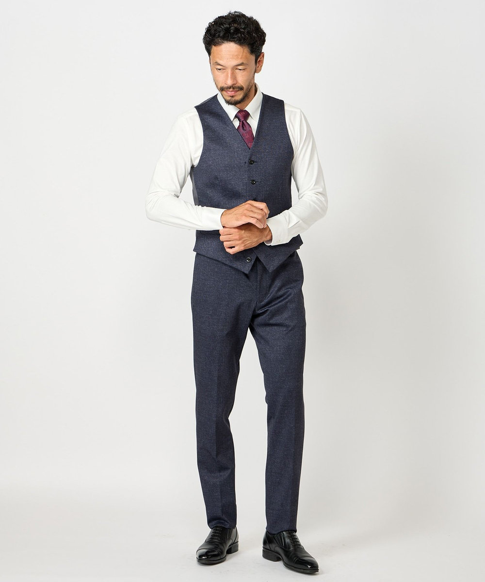 MEN'S BIGI 【ACTIVE TAILOR】エクストラTRジャージプリントベスト＜スリーピース対応＞ ネイビー