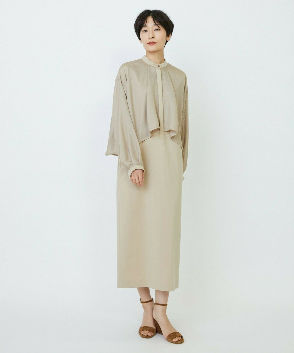feerique feerique メッシュ×ジャージドッキングワンピース ベージュ