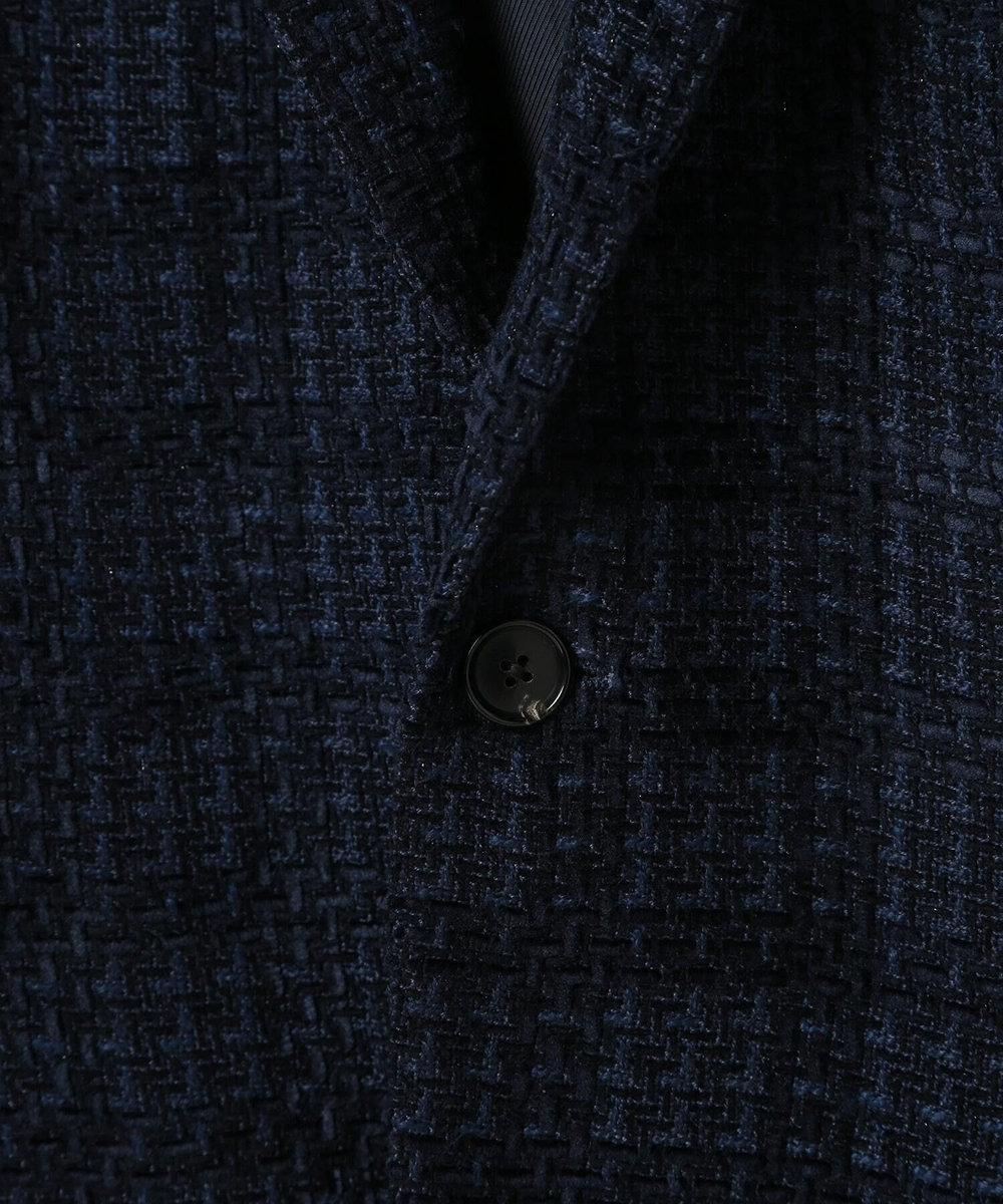 MEN'S BIGI 3Dツイードドビーチェックジャケット ネイビー