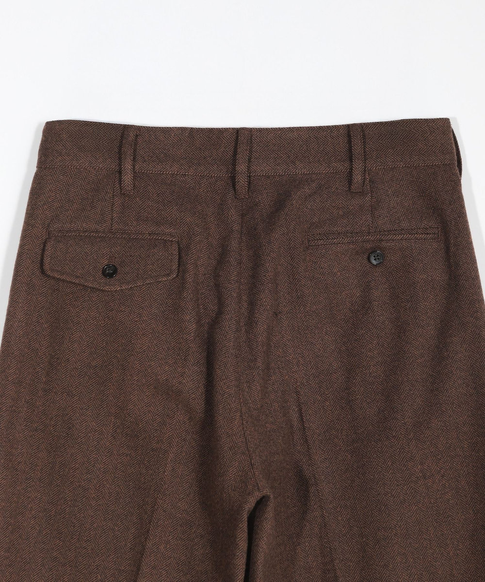 MEN'S BIGI ヘリンボーン柄ワイドタックパンツ ブラウン