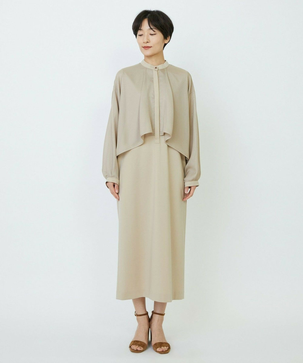 feerique feerique メッシュ×ジャージドッキングワンピース ベージュ