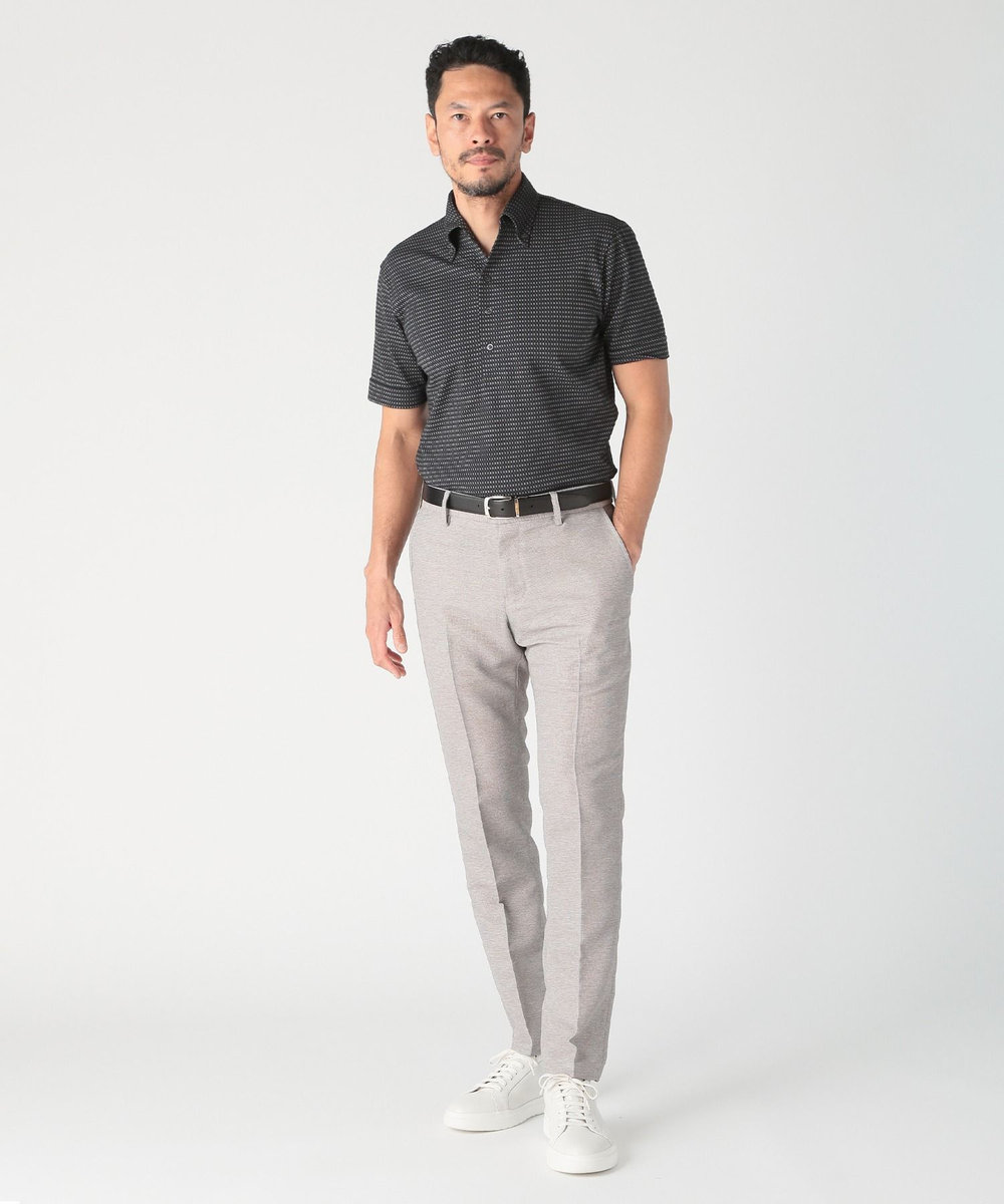 MEN'S BIGI 【ACTIVE TAILOR】サッカー織りポロシャツ<COOL MAX/吸水速乾> チャコールグレー