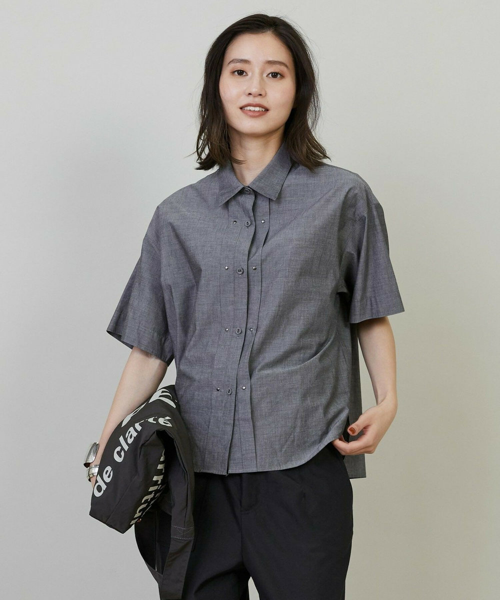 L'EQUIPE 60コットンシルクローンハーフスリーブシャツ ブラック