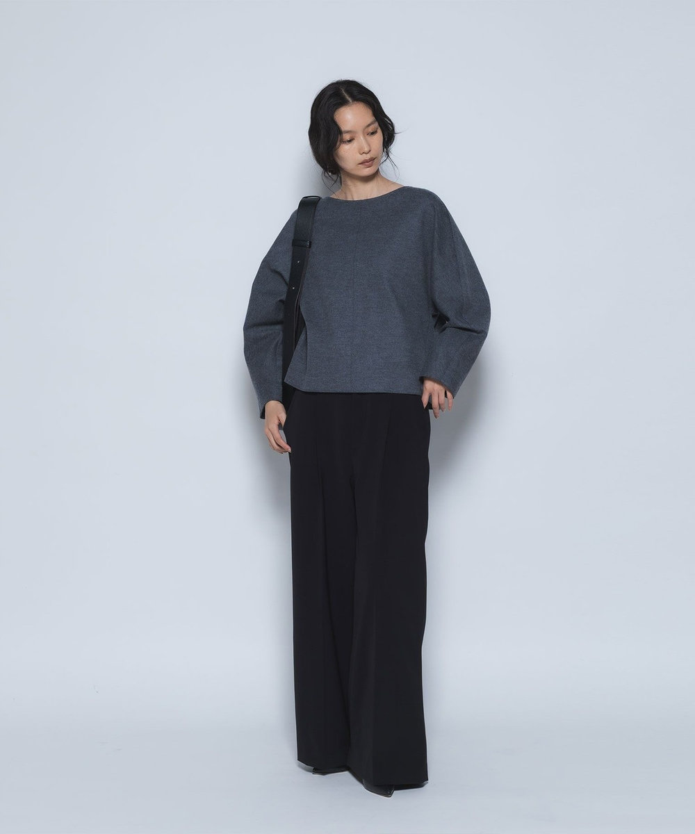 1er Arrondissement ライトダブルクロスワイドパンツ ブラック