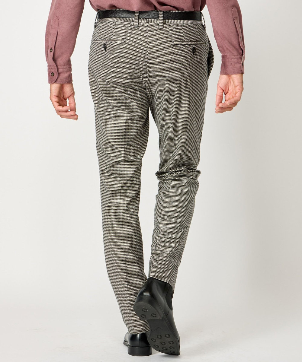MEN'S BIGI トリコットコーデュロイ千鳥格子プリントスラックスパンツ＜セットアップ対応＞ グレー