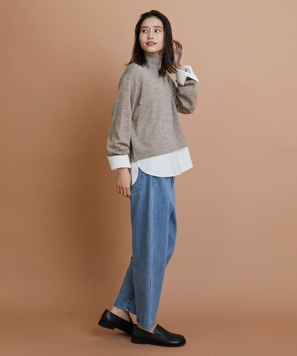 L'EQUIPE GREEN ウール梳毛ハイネックニット ベージュ