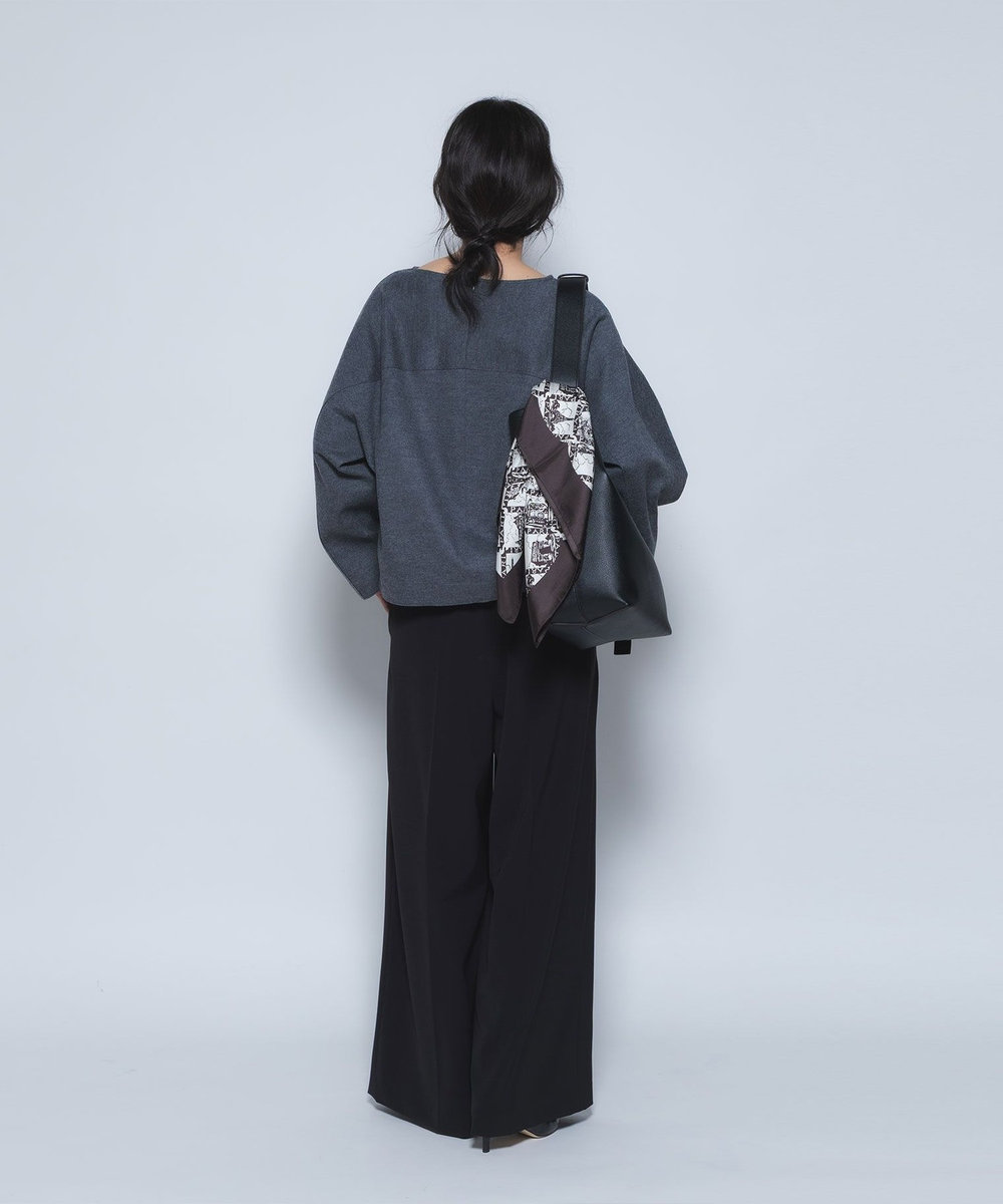 1er Arrondissement ライトダブルクロスワイドパンツ ブラック