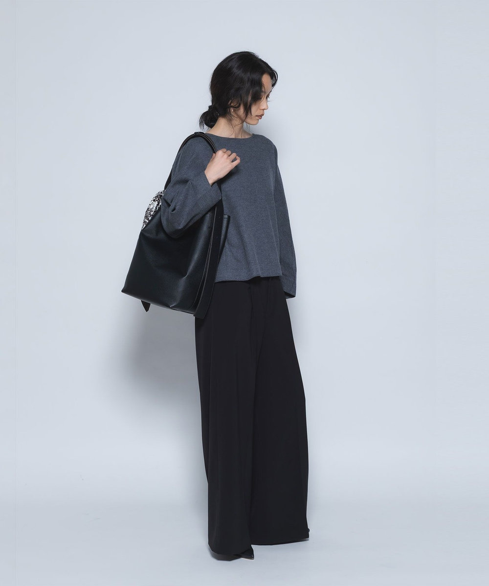 1er Arrondissement ライトダブルクロスワイドパンツ ブラック