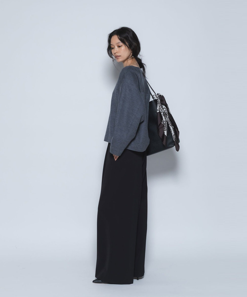 1er Arrondissement ライトダブルクロスワイドパンツ ブラック
