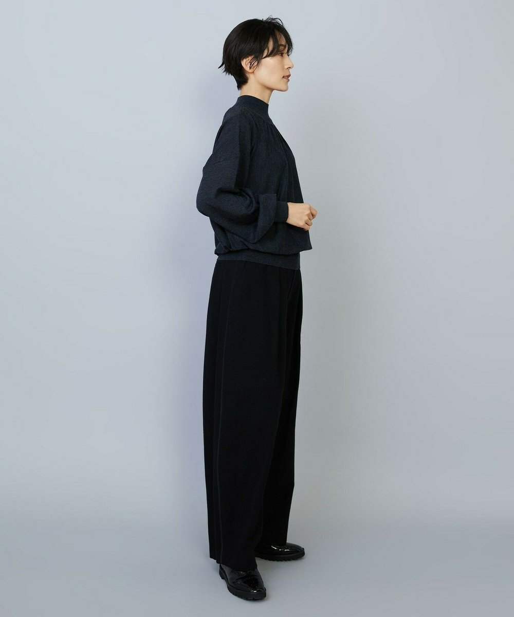 MOGA ウールリネンツイルバレルワイドパンツ ブラック