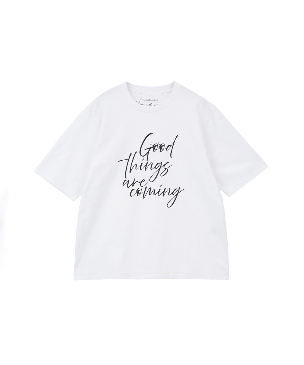 1er Arrondissement USコットンロゴプリントＴシャツ ホワイト