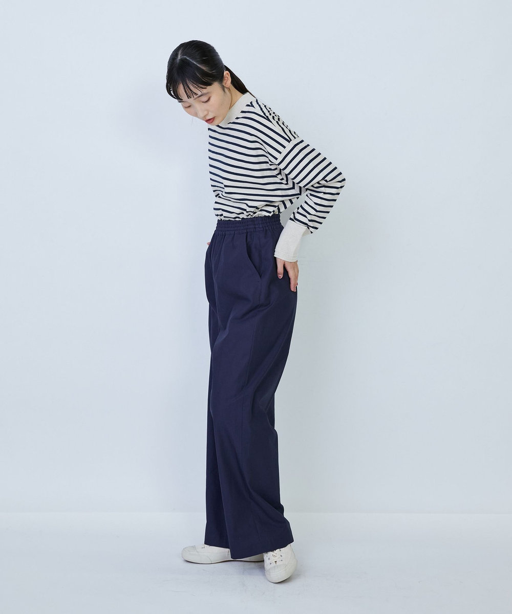 LOISIR コットンタイプライターワイドパンツ ネイビー