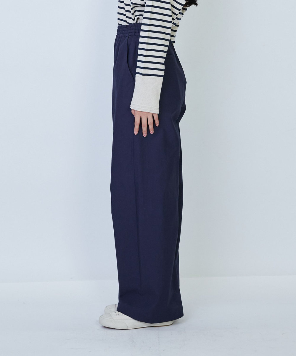 LOISIR コットンタイプライターワイドパンツ ネイビー