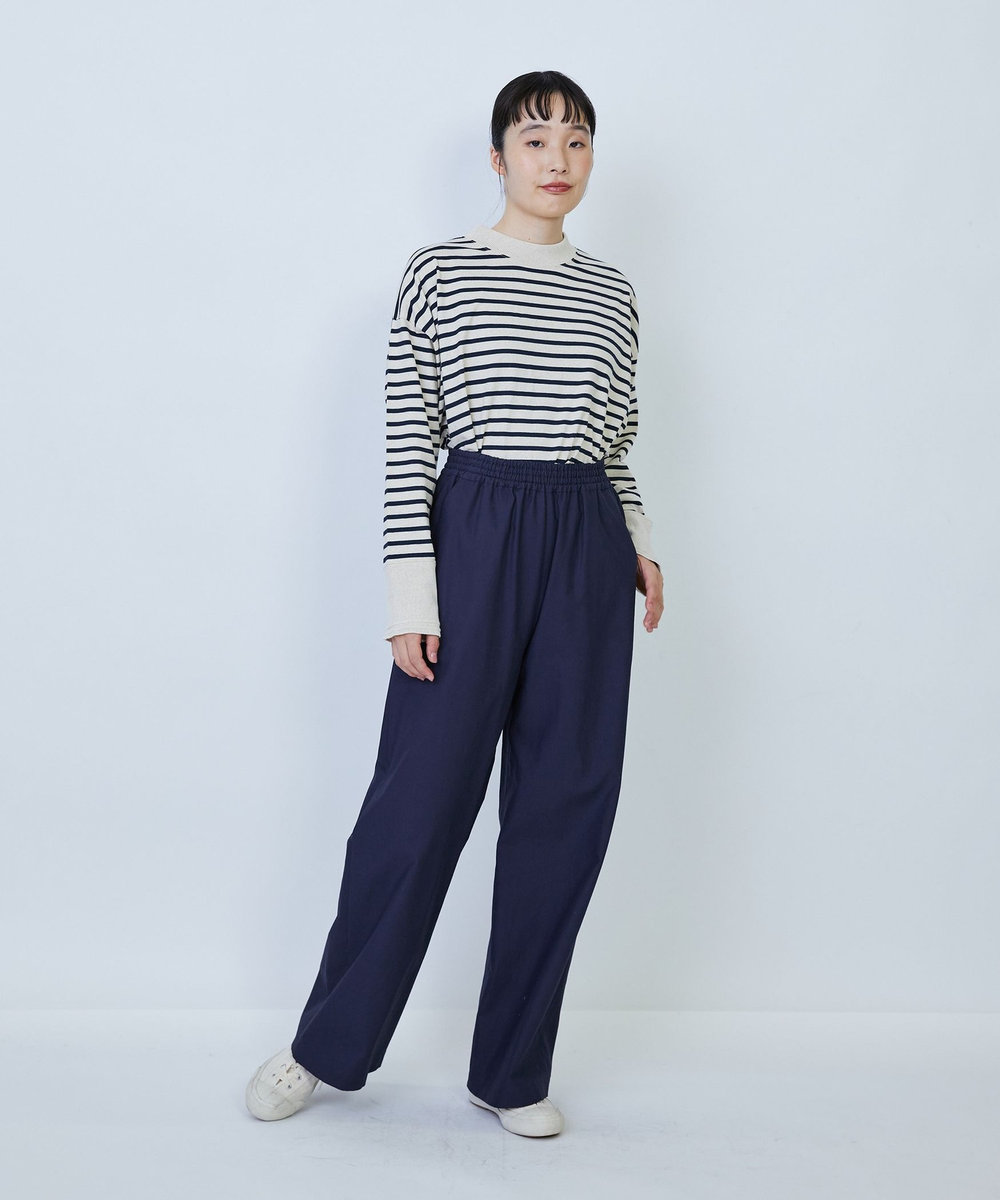LOISIR コットンタイプライターワイドパンツ ネイビー