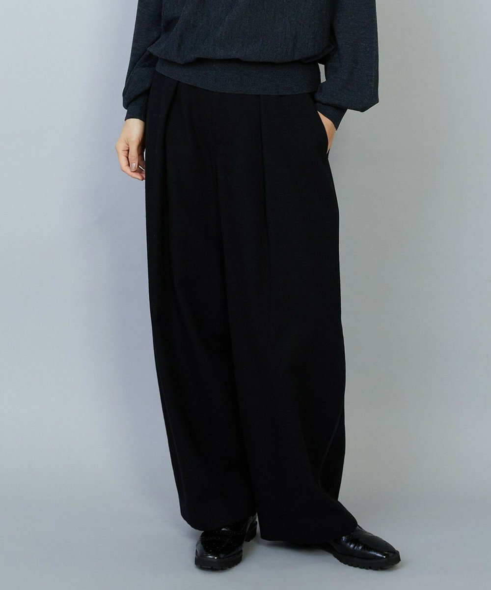 MOGA ウールリネンツイルバレルワイドパンツ ブラック