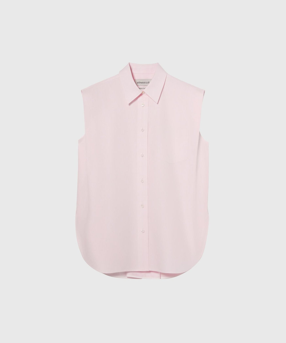 DÉPAREILLÉ COTTON TWILL SLEEVELESS BOW BLOUSE / コットンツイルスリーブレスボウブラウス ピンク