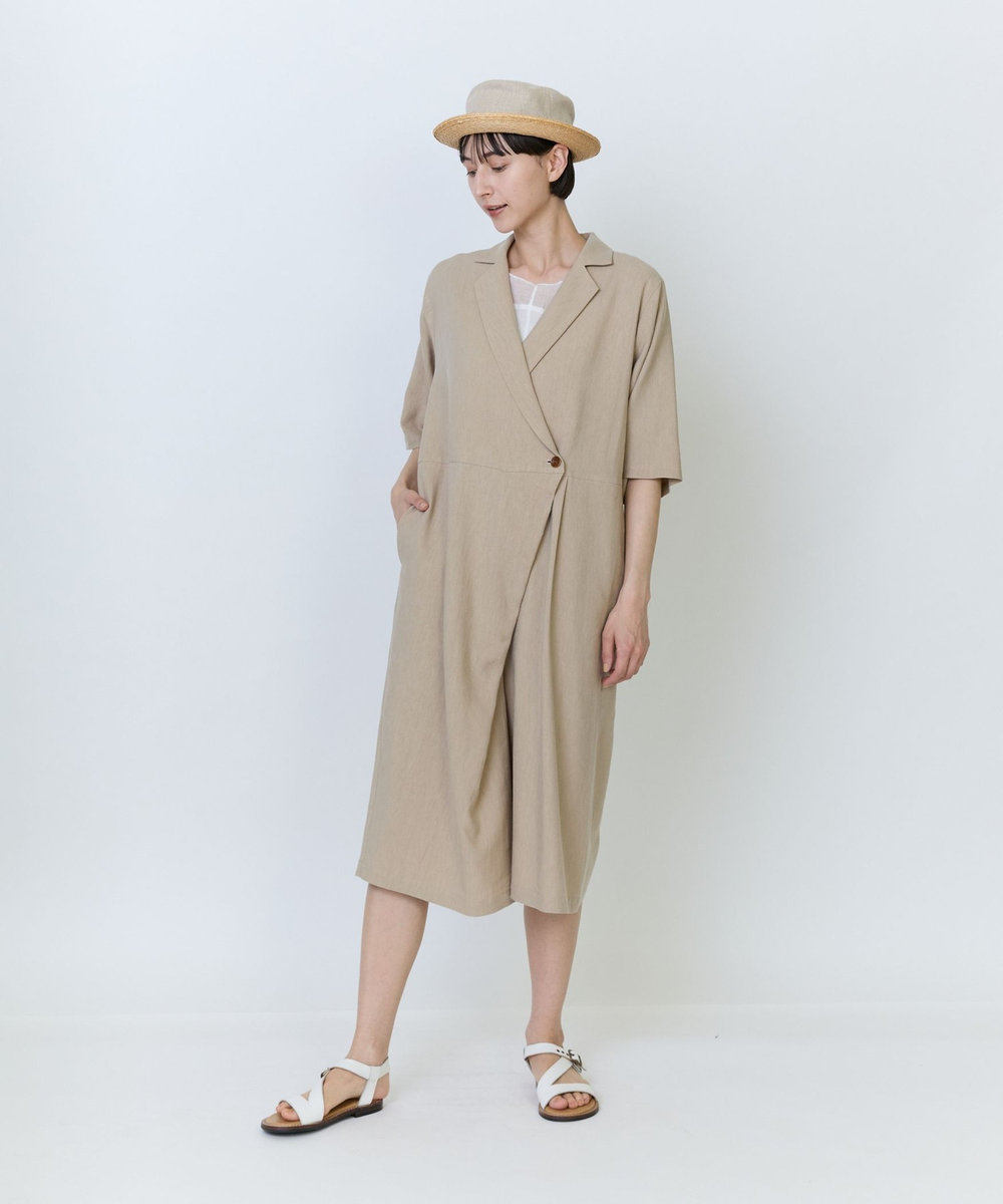 LOISIR テンセルコットンリネンオールインワン ベージュ