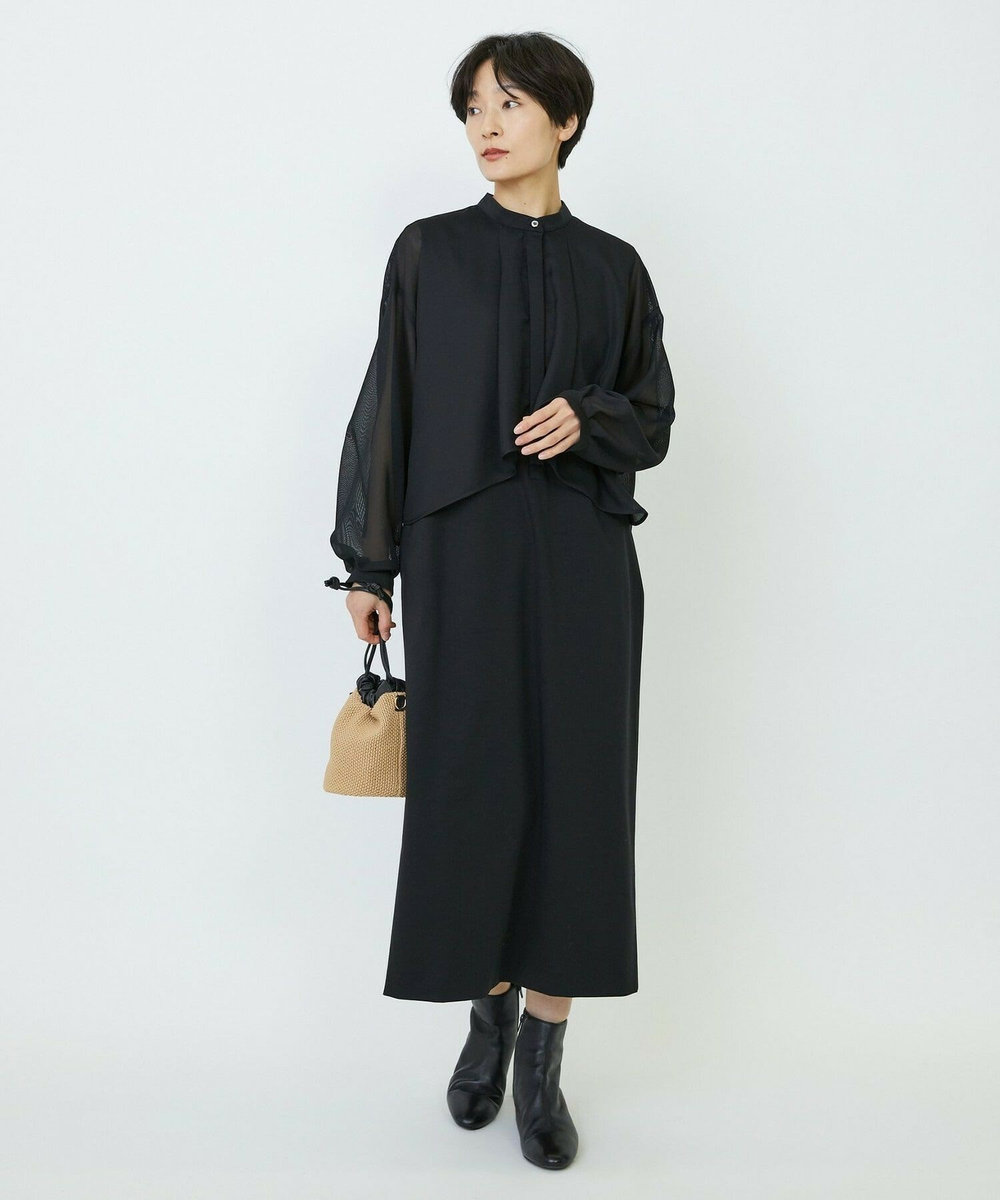 feerique feerique メッシュ×ジャージドッキングワンピース ブラック