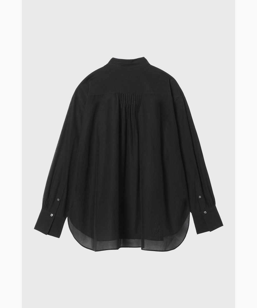 DÉPAREILLÉ ORGANDY NO COLLAR SHIRT / オーガンジーノーカラーシャツ ブラック