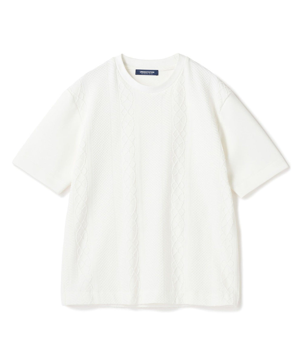 UNION STATION フクレジャガードコンビネーションTシャツ＜ストレッチ・ハンドウォッシャブル＞ ホワイト