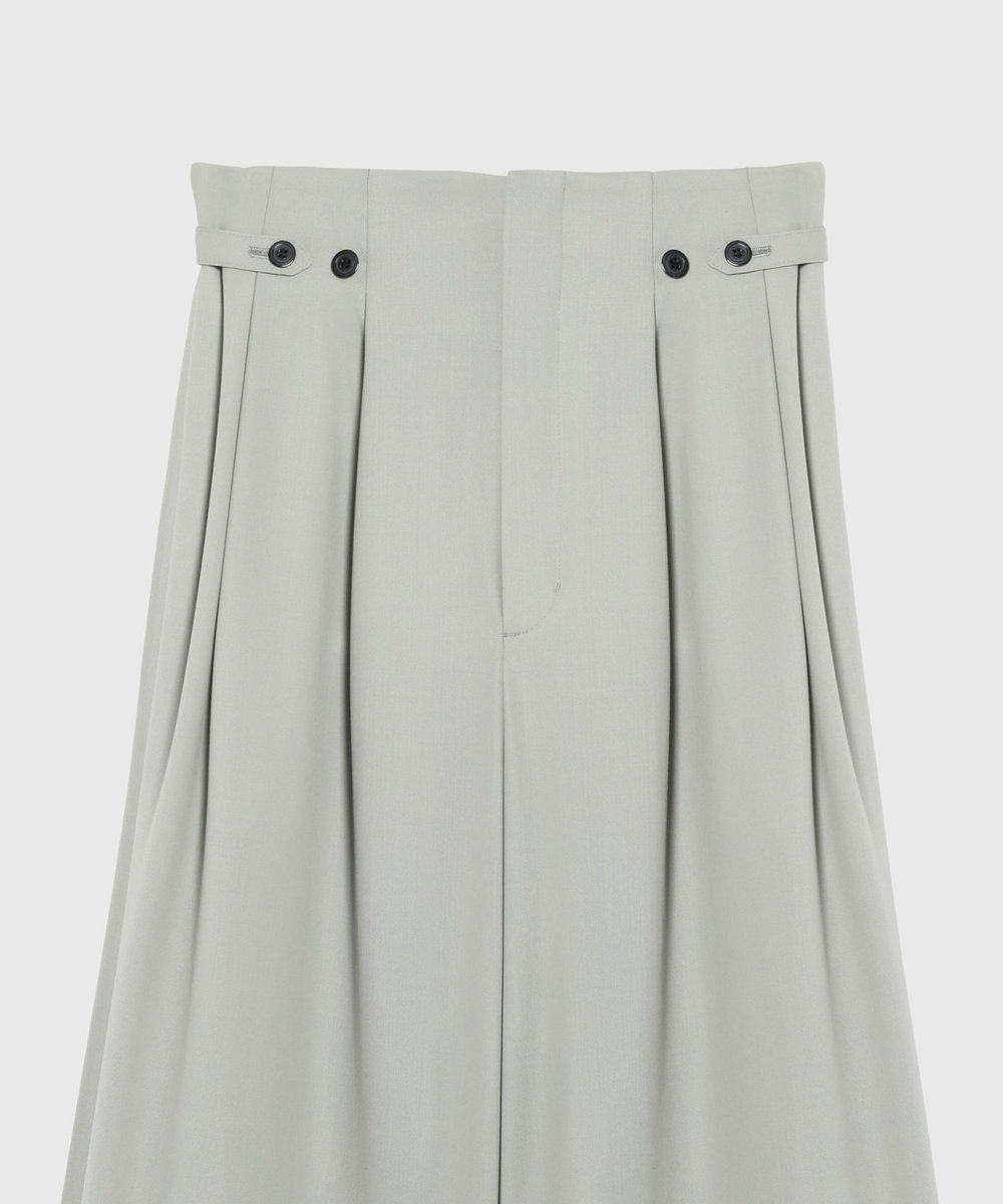 DÉPAREILLÉ WOOL NYLON GABARDINE WAIST BELT PANTS / ウールナイロンギャバジンウエストベルトパンツ グレイッシュベージュ