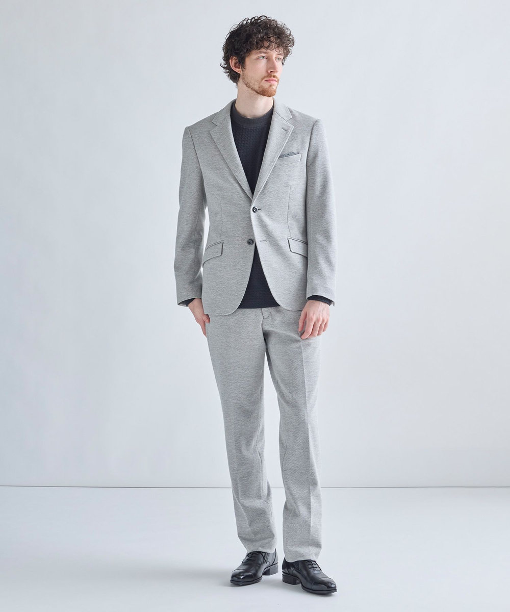 MEN'S BIGI ウール混ツイルジャージジャケット ライトグレー