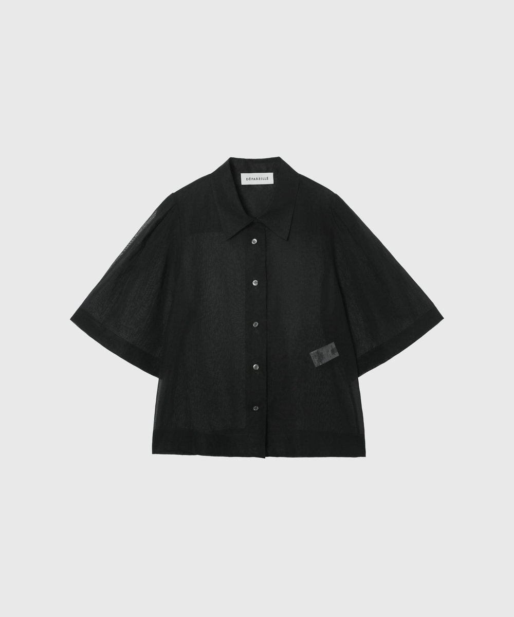DÉPAREILLÉ COTTON VOILE SHORT SLEEVE BLOUSE / コットンボイルショートスリーブブラウス ブラック