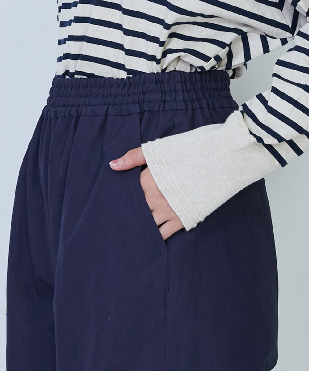 LOISIR コットンタイプライターワイドパンツ ネイビー