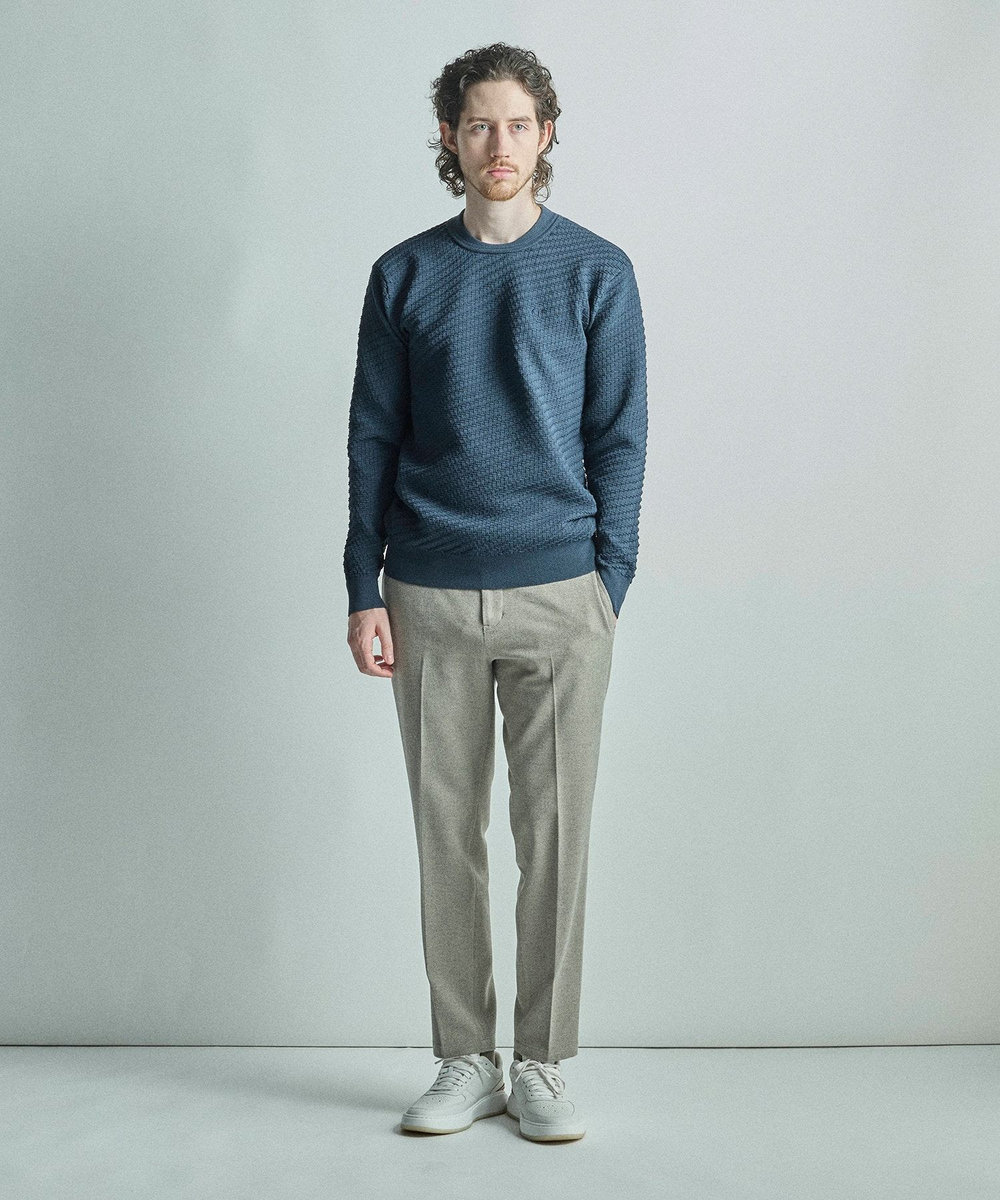 MEN'S BIGI 【COLE HAAN/コール ハーン】別注ブリスタージャガードハイゲージニットTEE＜マシンウォッシャブル＞ ネイビー
