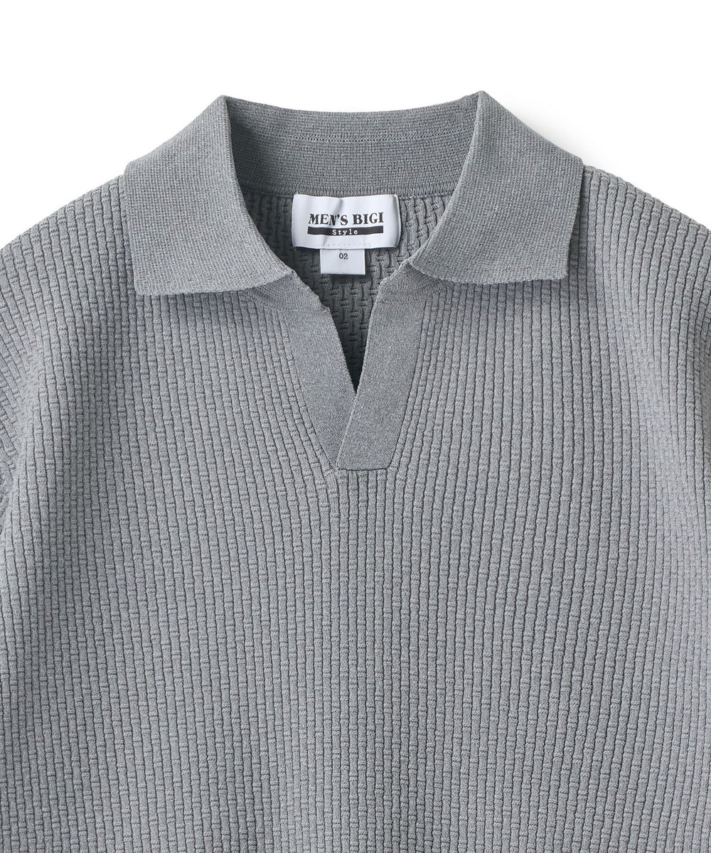 MEN'S BIGI バンブーリンクス スキッパーニットポロ グレー
