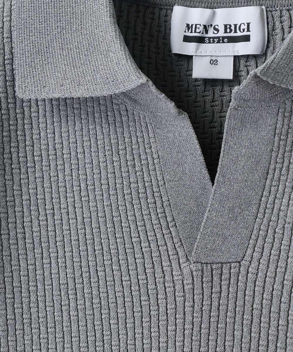 MEN'S BIGI バンブーリンクス スキッパーニットポロ グレー