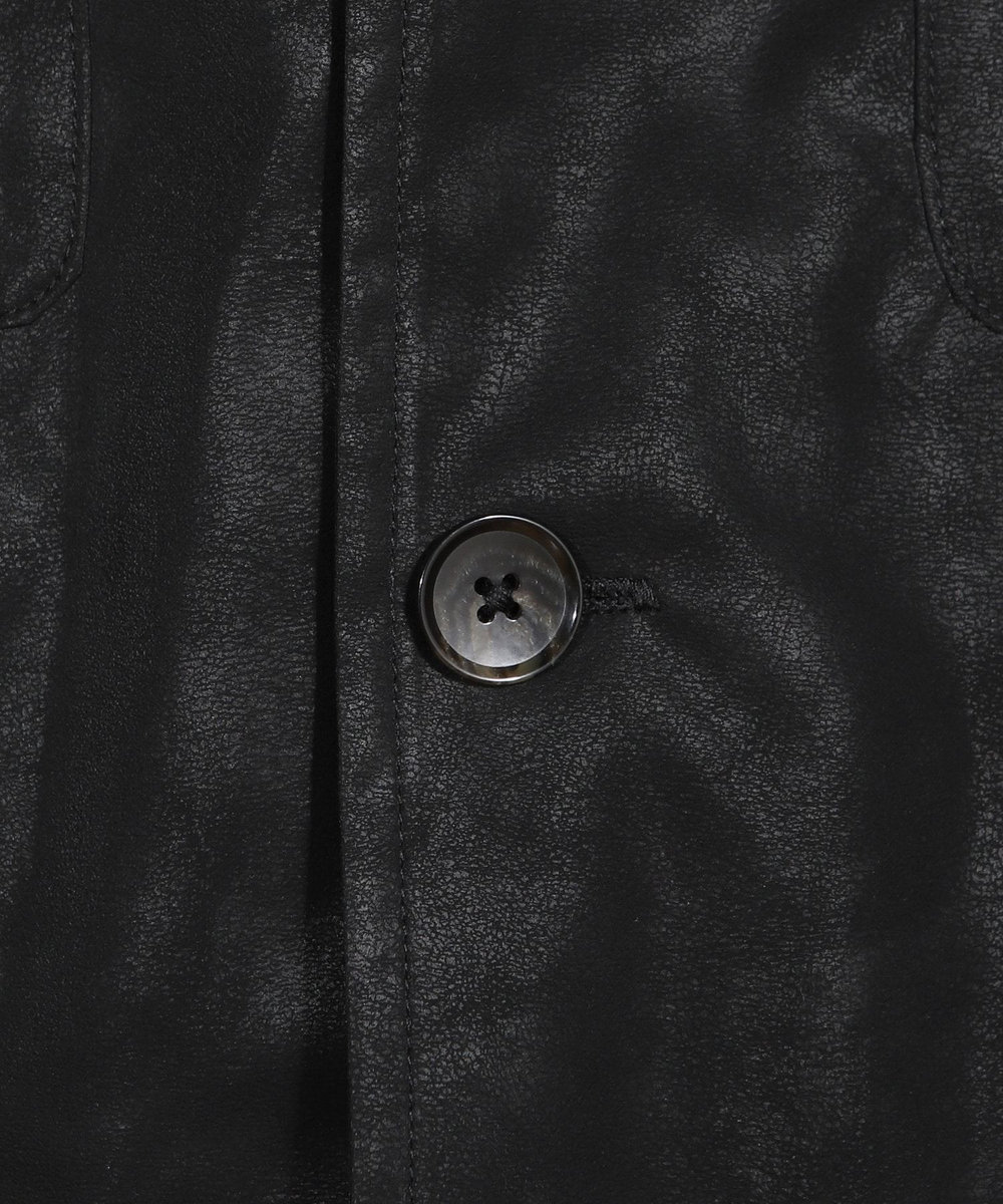 MEN'S BIGI フェイクレザーCPOシャツ ブラック