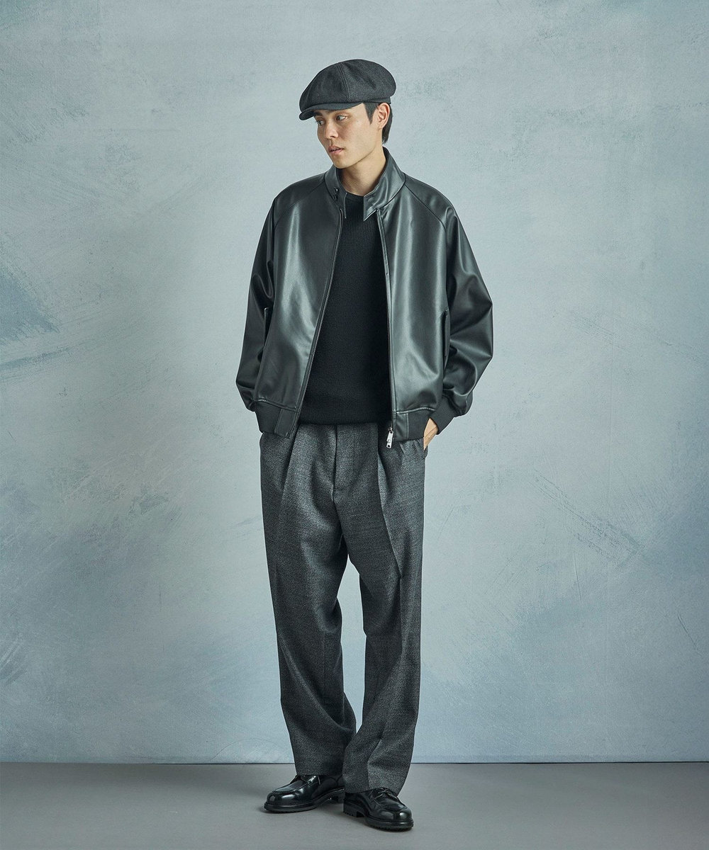 MEN'S BIGI メリノウール ワッフル編みニット ブラック