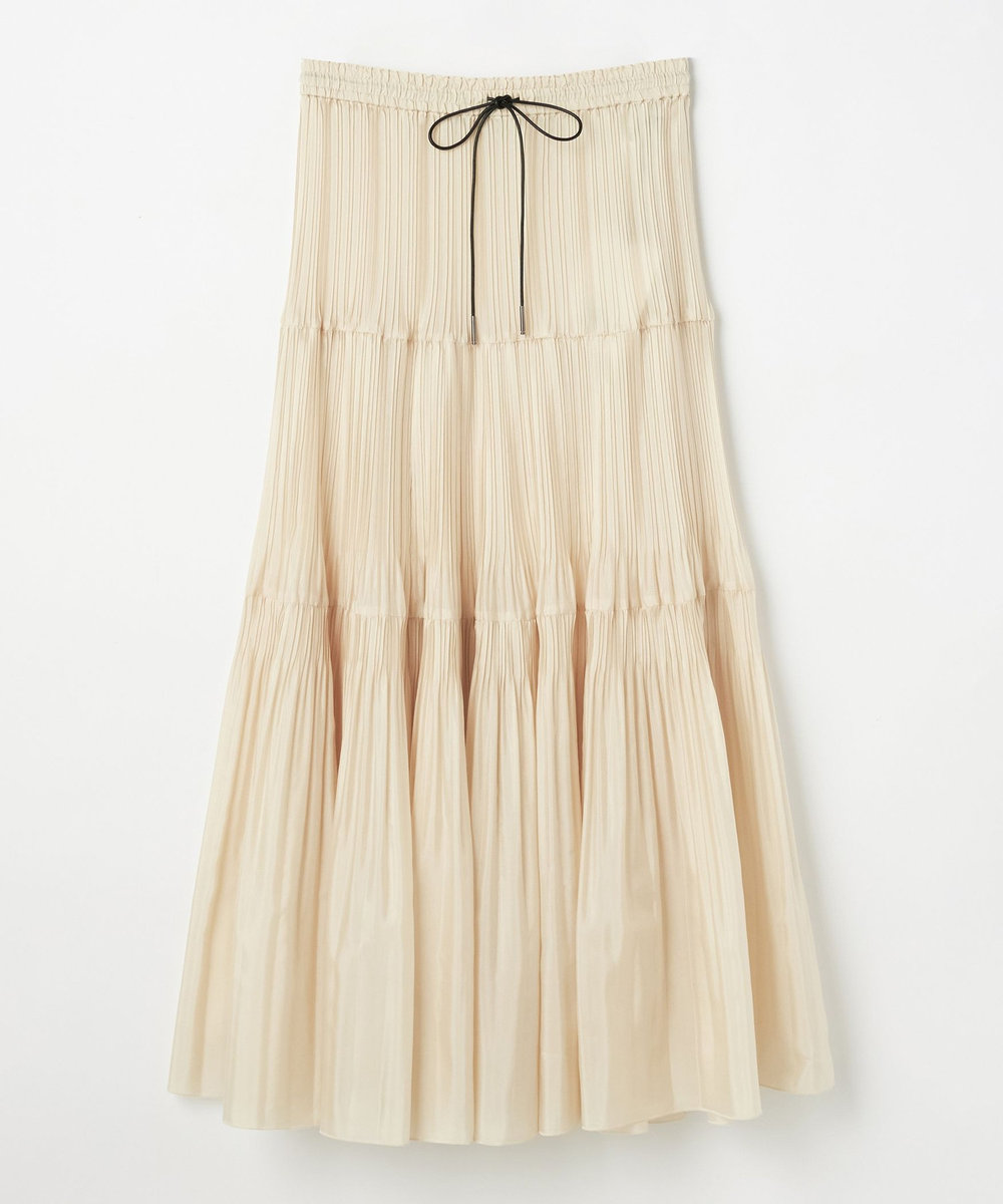 DÉPAREILLÉ SILK POLY TIERED PLEATS SKIRT / シルクポリティアードプリーツスカート ベージュ