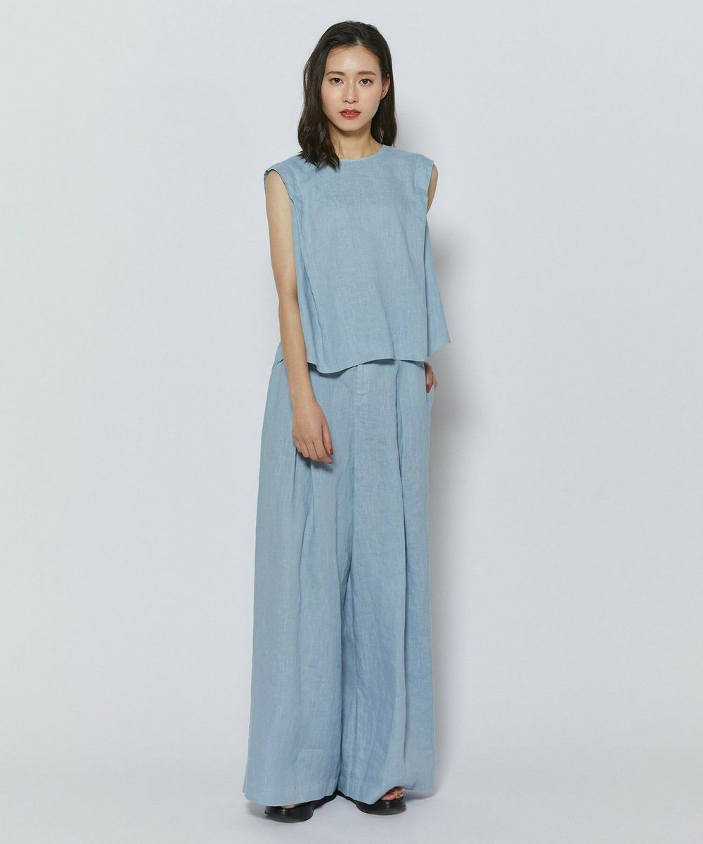 L'EQUIPE ［eclat 2026年5月号掲載商品］ピュアリネンガーメントダイパンツ サックスブルー
