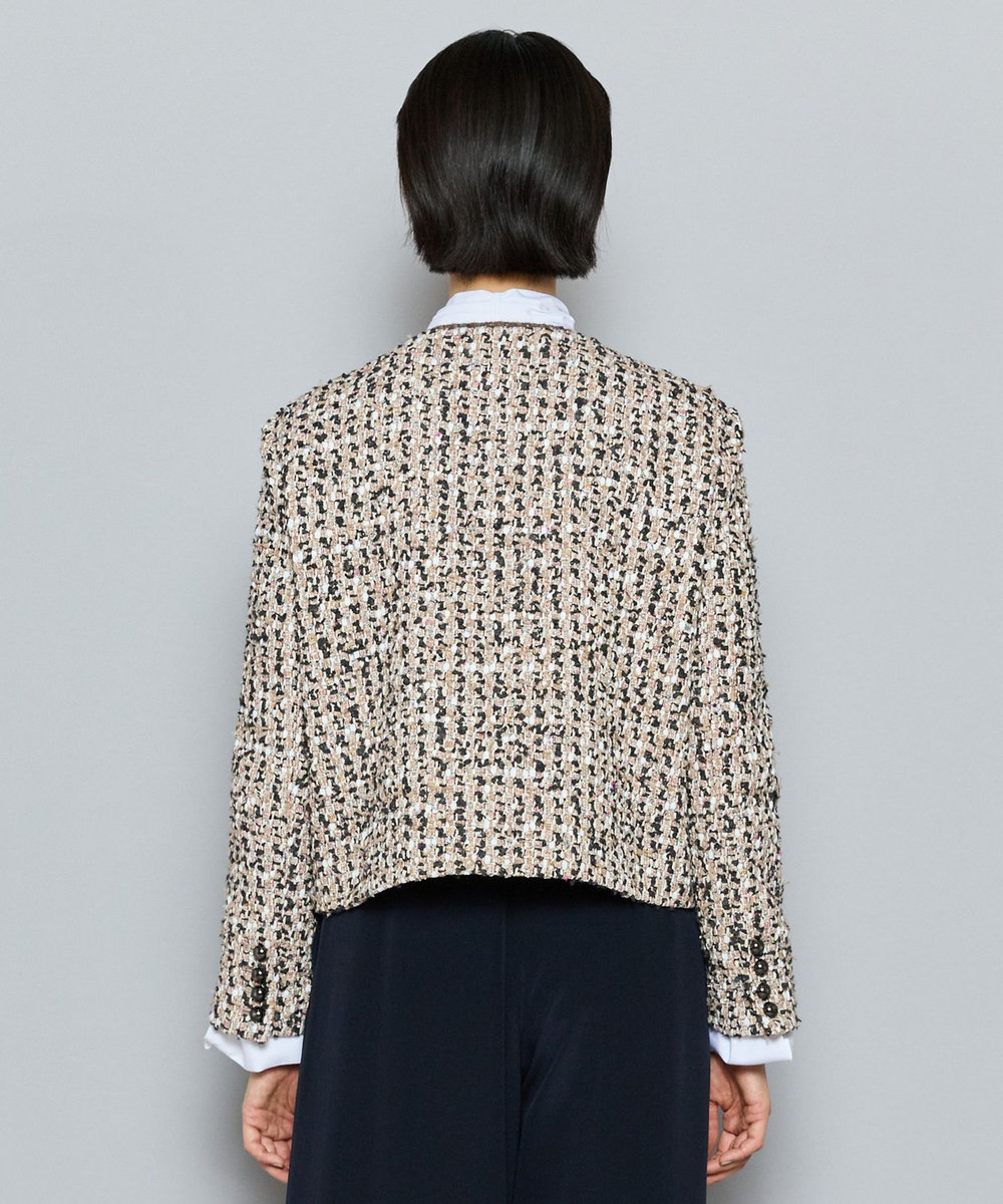 L'EQUIPE COUTURIER LINTONツイードノーカラージャケット ピンク