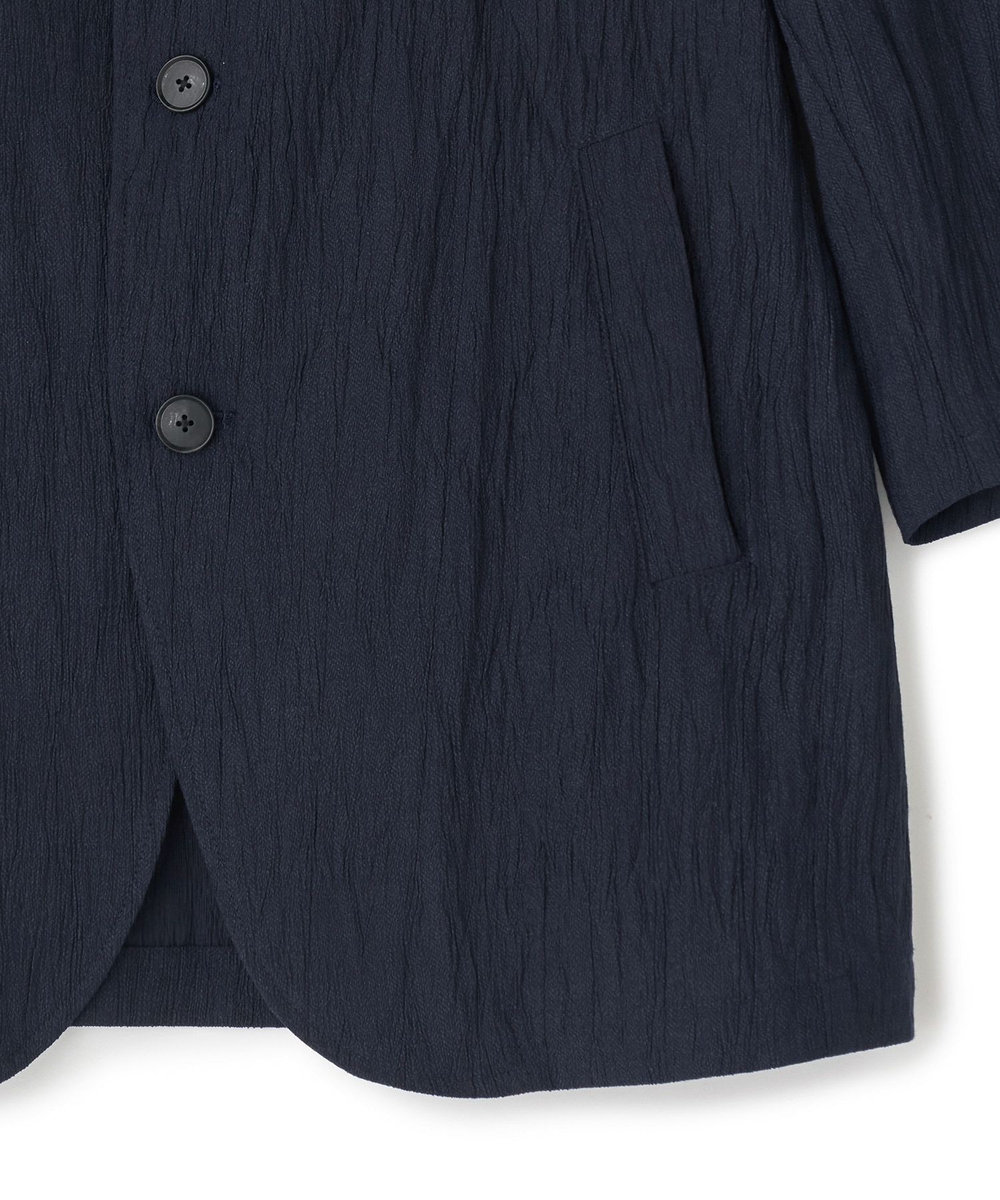 MEN'S BIGI トリコットプリントワッシャー 七分袖カットジャケット ネイビー