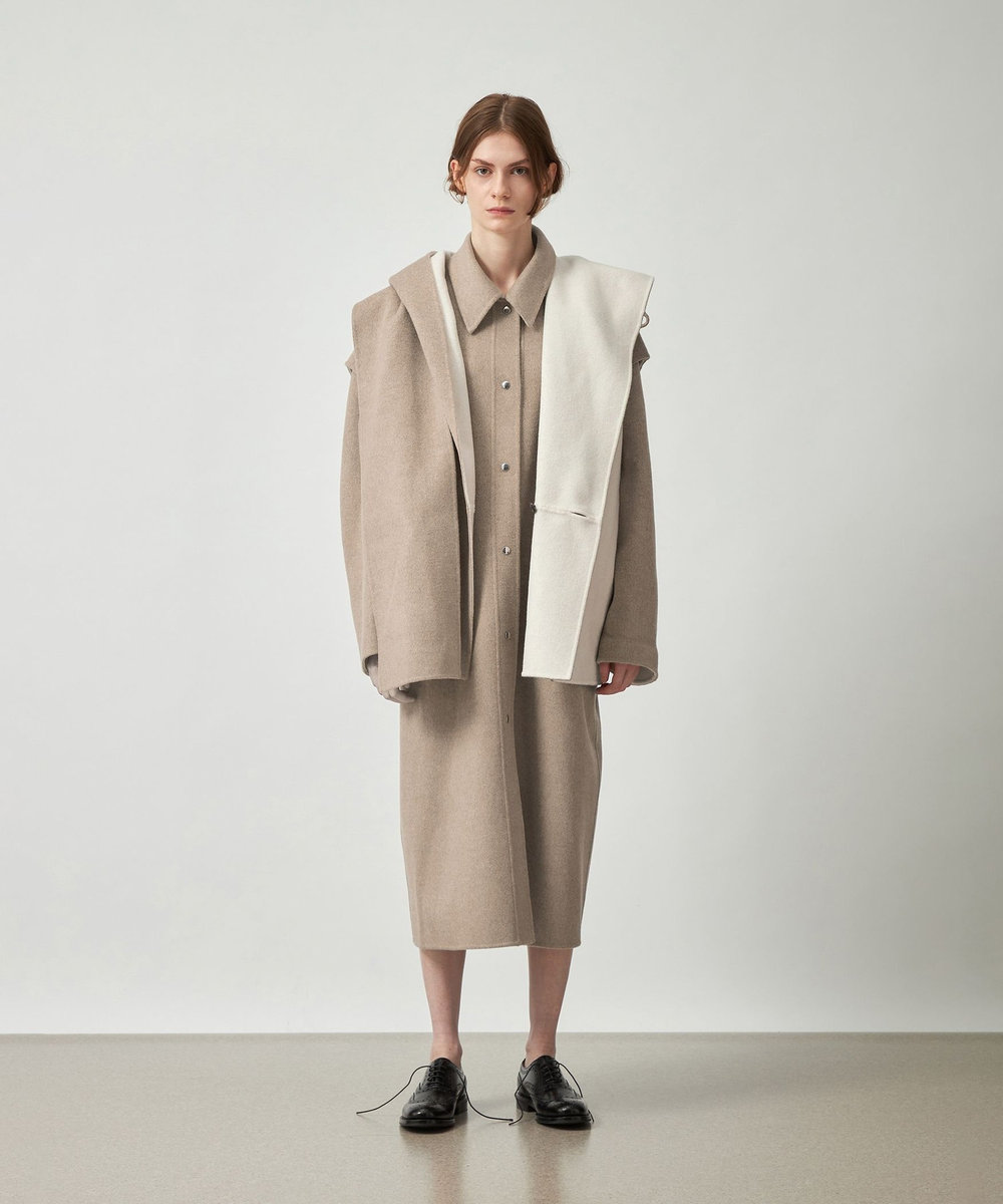 DÉPAREILLÉ DOUBLE FACE BEAVER HOODED COAT / ダブルフェイスビーバーフーデッドコート ベージュ
